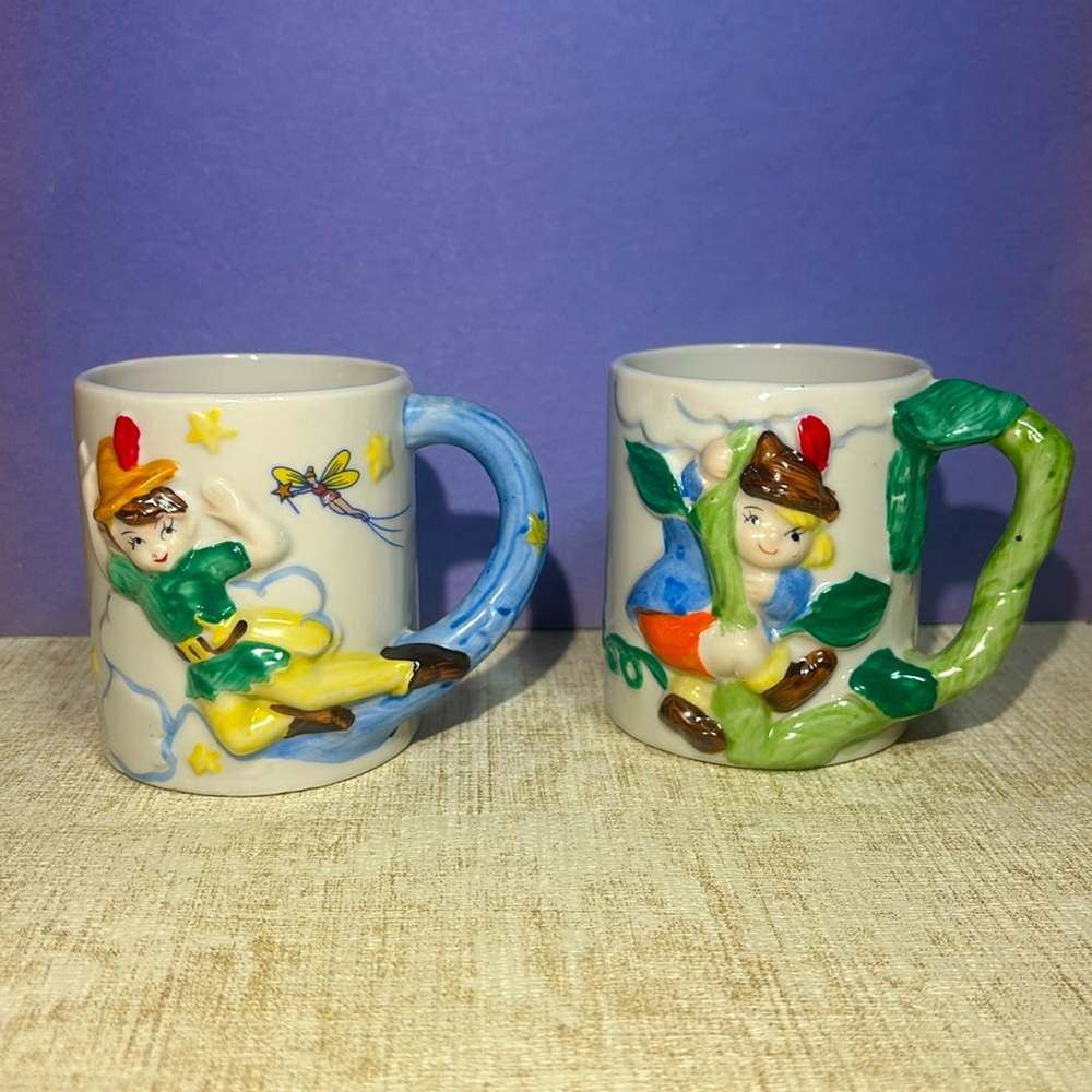 Pair of JSNY Taiwan "Peter Pan" & "Jack in the Beanstalk" Mugs